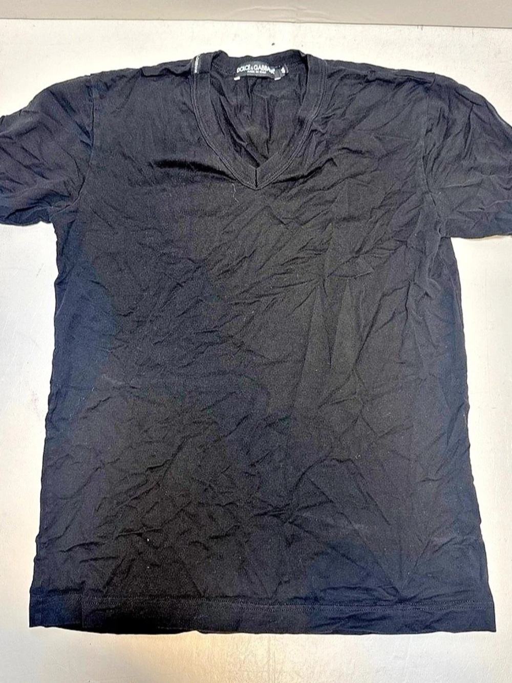 Dolce & Gabbana Cotton V-Neck T-Shirt Black Small